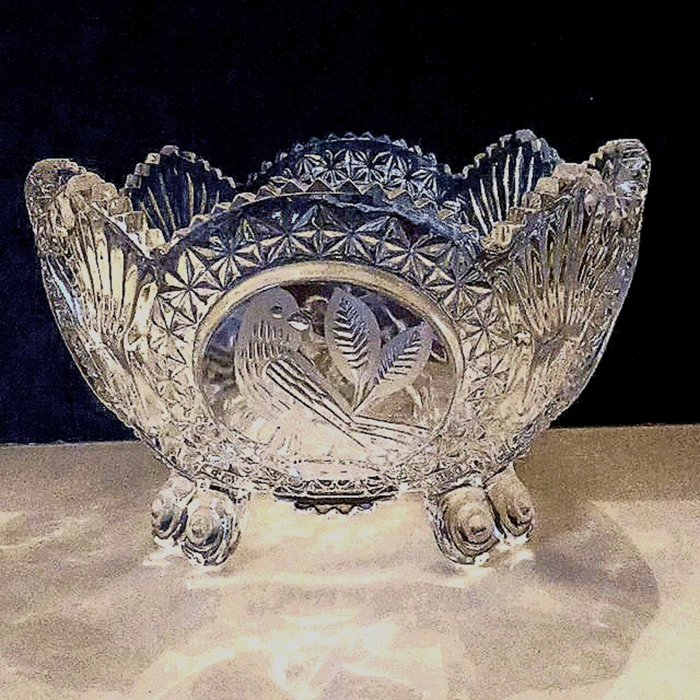 Vintage Hofbauer Byrde Collection Four Footed Glass Bowl